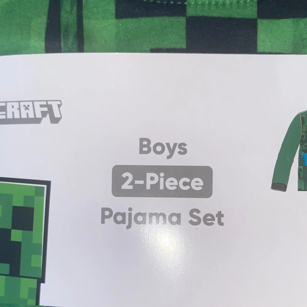 Minecraft Boys Creeper Pajama Set - Green and Blue